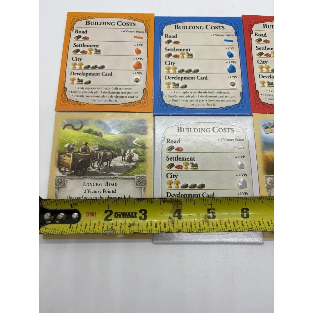 Catan Board Game Building Costs 6 Cards Set Pieces Replacement Parts